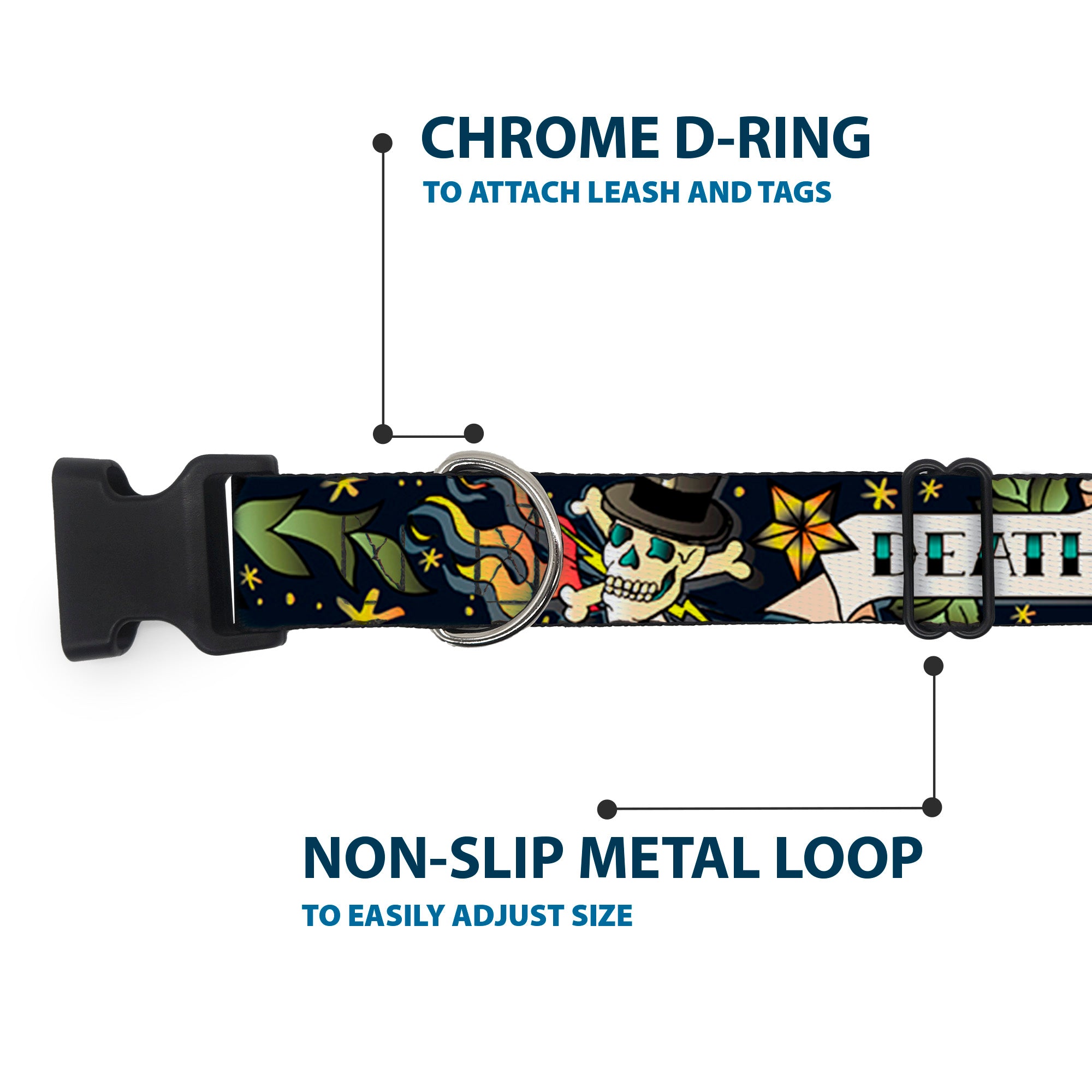 Plastic Clip Collar - Death or Glory Black Plastic Clip Collars Buckle-Down