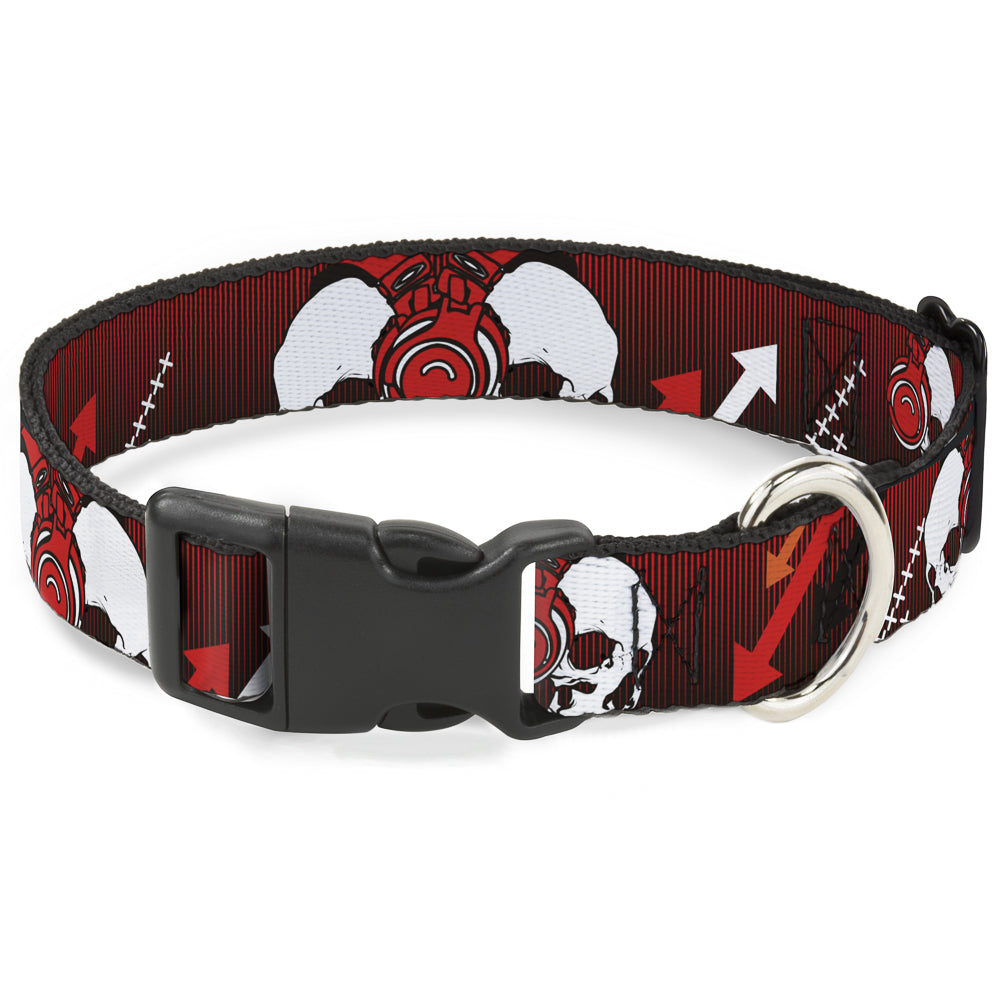 Plastic Clip Collar - DJ Skulls Up/Down Black/Red Plastic Clip Collars Buckle-Down