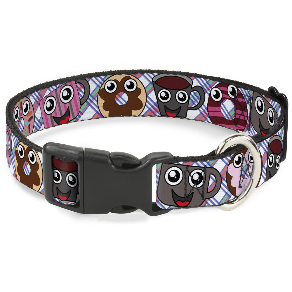 Plastic Clip Collar - Donuts & Coffee Cartoon Plastic Clip Collars Buckle-Down
