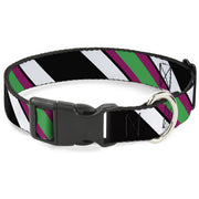 Plastic Clip Collar - Diagonal Stripes Black/White/Pink/Green Plastic Clip Collars Buckle-Down