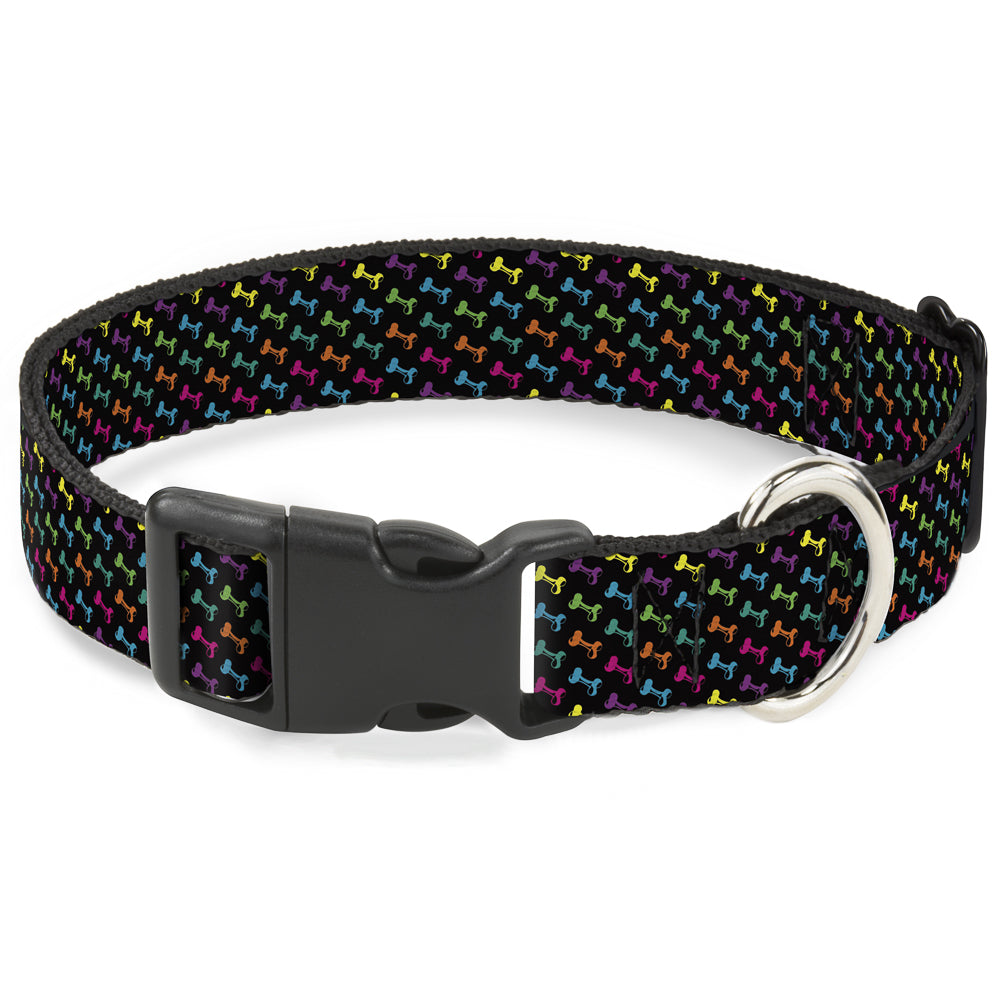Plastic Clip Collar - Dog Bone Black/Multi Color Plastic Clip Collars Buckle-Down