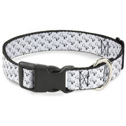 Plastic Clip Collar - Dog Bone White/Black Plastic Clip Collars Buckle-Down