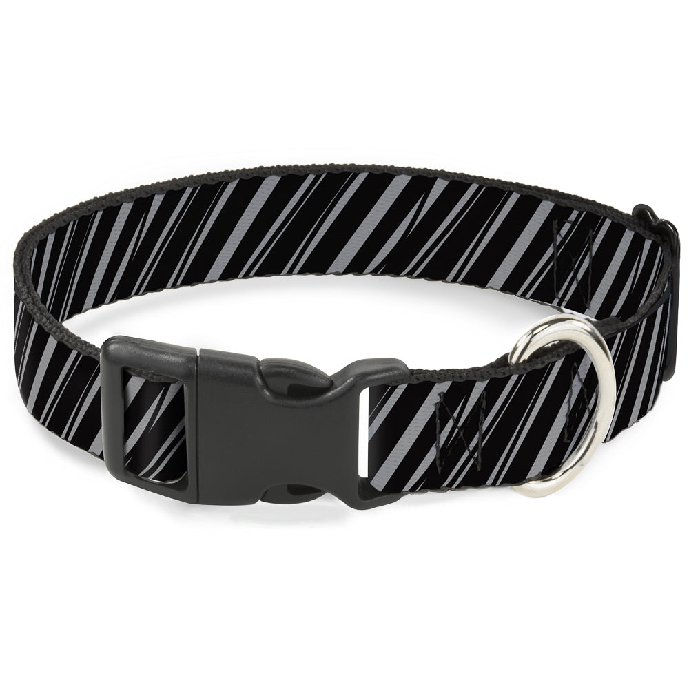 Plastic Clip Collar - Diagonal Stripes Scribble Gray/Black Plastic Clip Collars Buckle-Down