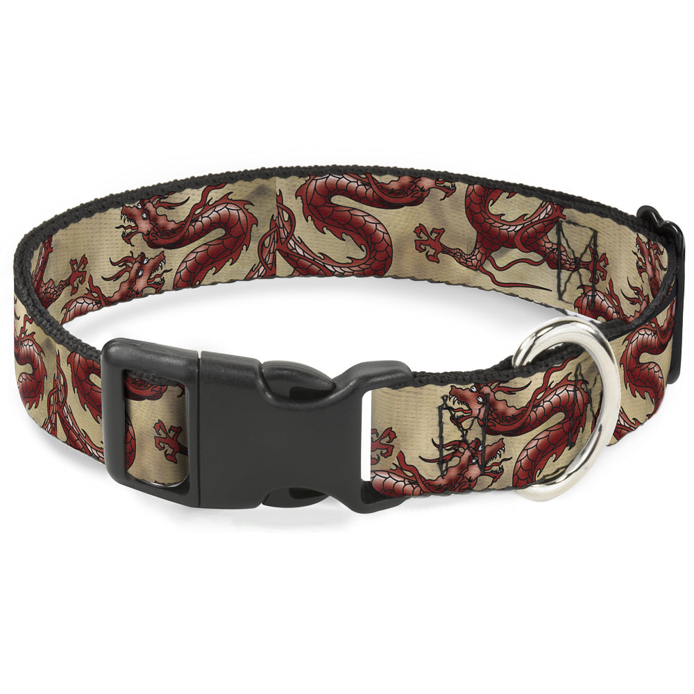 Plastic Clip Collar - Dragons Tan Plastic Clip Collars Buckle-Down