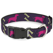 Plastic Clip Collar - Dachshunds & Bones Purple/Fuchsia/Green Plastic Clip Collars Buckle-Down