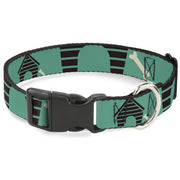 Plastic Clip Collar - Dog House & Bone Turquoise/Brown Plastic Clip Collars Buckle-Down