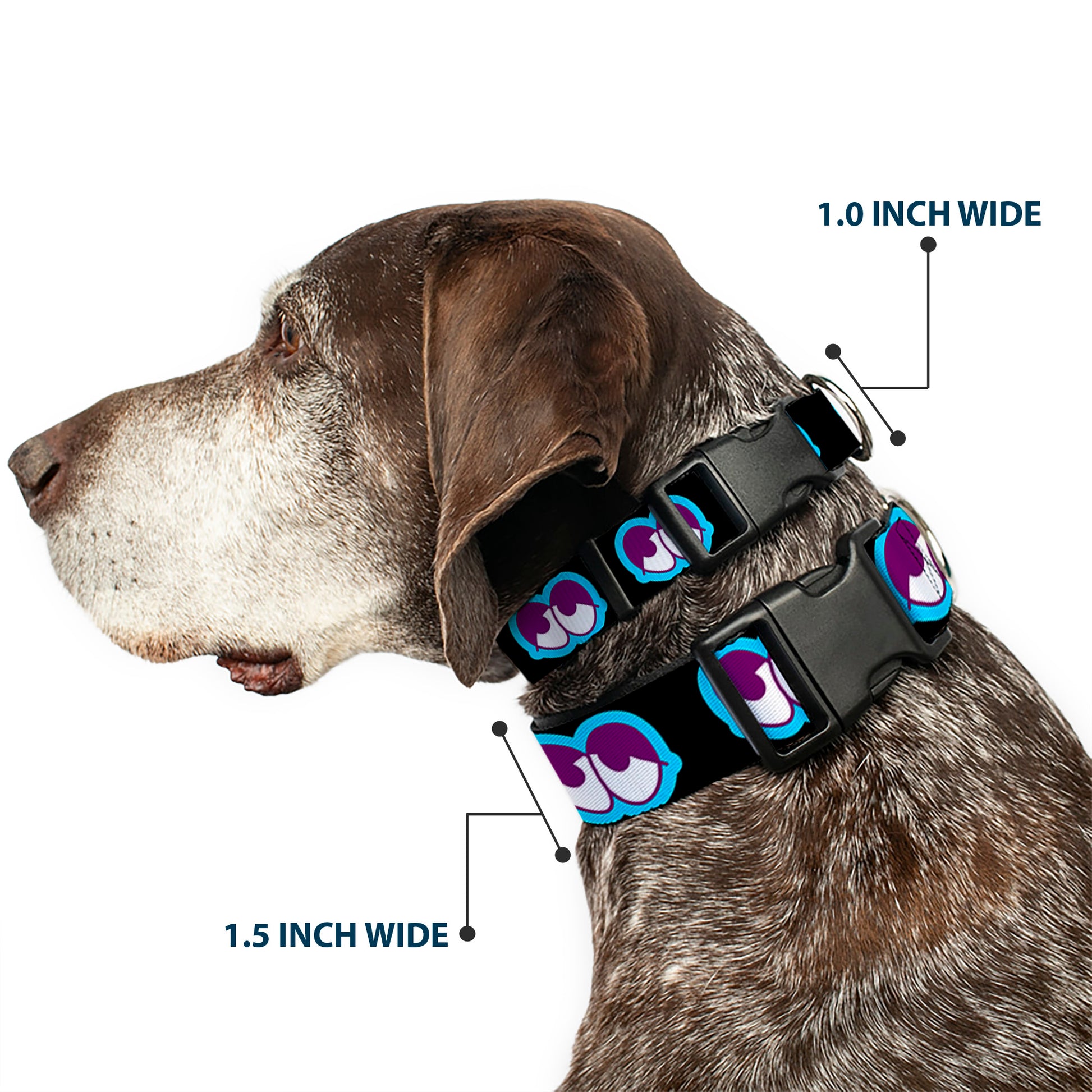 Plastic Clip Collar - Dopey Eyes Black/Baby Blue/Purple Plastic Clip Collars Buckle-Down