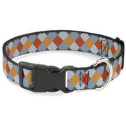 Plastic Clip Collar - Diamond Plaid Grays/Orange Plastic Clip Collars Buckle-Down