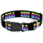 Plastic Clip Collar - DROP BASS NOT BOMBS Black/Rainbow Plastic Clip Collars Buckle-Down