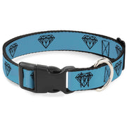 Plastic Clip Collar - Diamond Sketch Turquoise/Black Plastic Clip Collars Buckle-Down