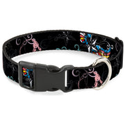 Plastic Clip Collar - Die Hard Skulls & Stars2 Black/Multi Color Plastic Clip Collars Buckle-Down