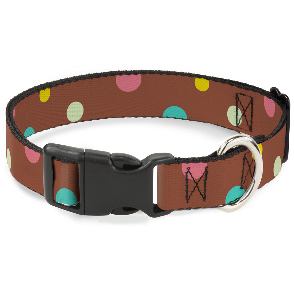 Plastic Clip Collar - Dots Brown/Multi Pastel Plastic Clip Collars Buckle-Down