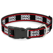 Plastic Clip Collar - Double SWAG Black/White/Red Stripe Plastic Clip Collars Buckle-Down