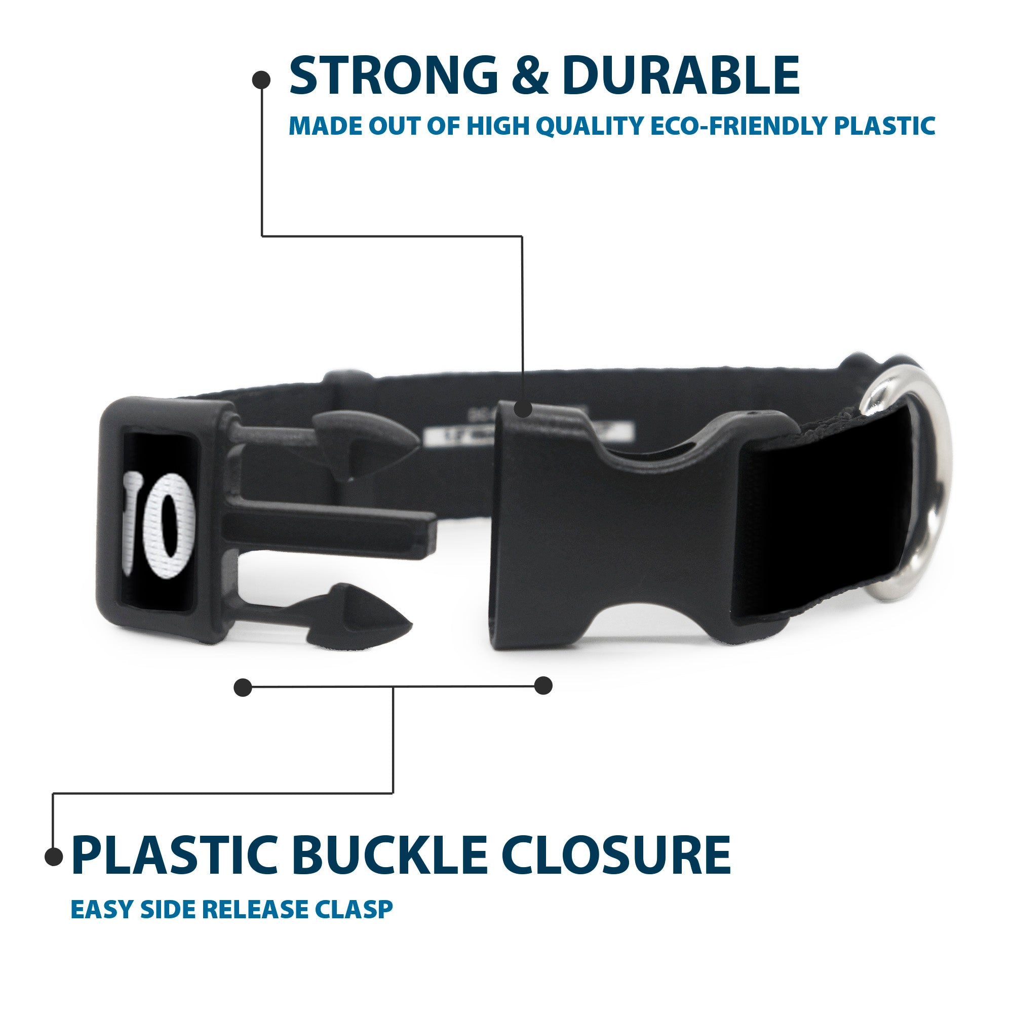 Plastic Clip Collar - DUDE, I'M NOT YOUR BRO! Black/White Plastic Clip Collars Buckle-Down