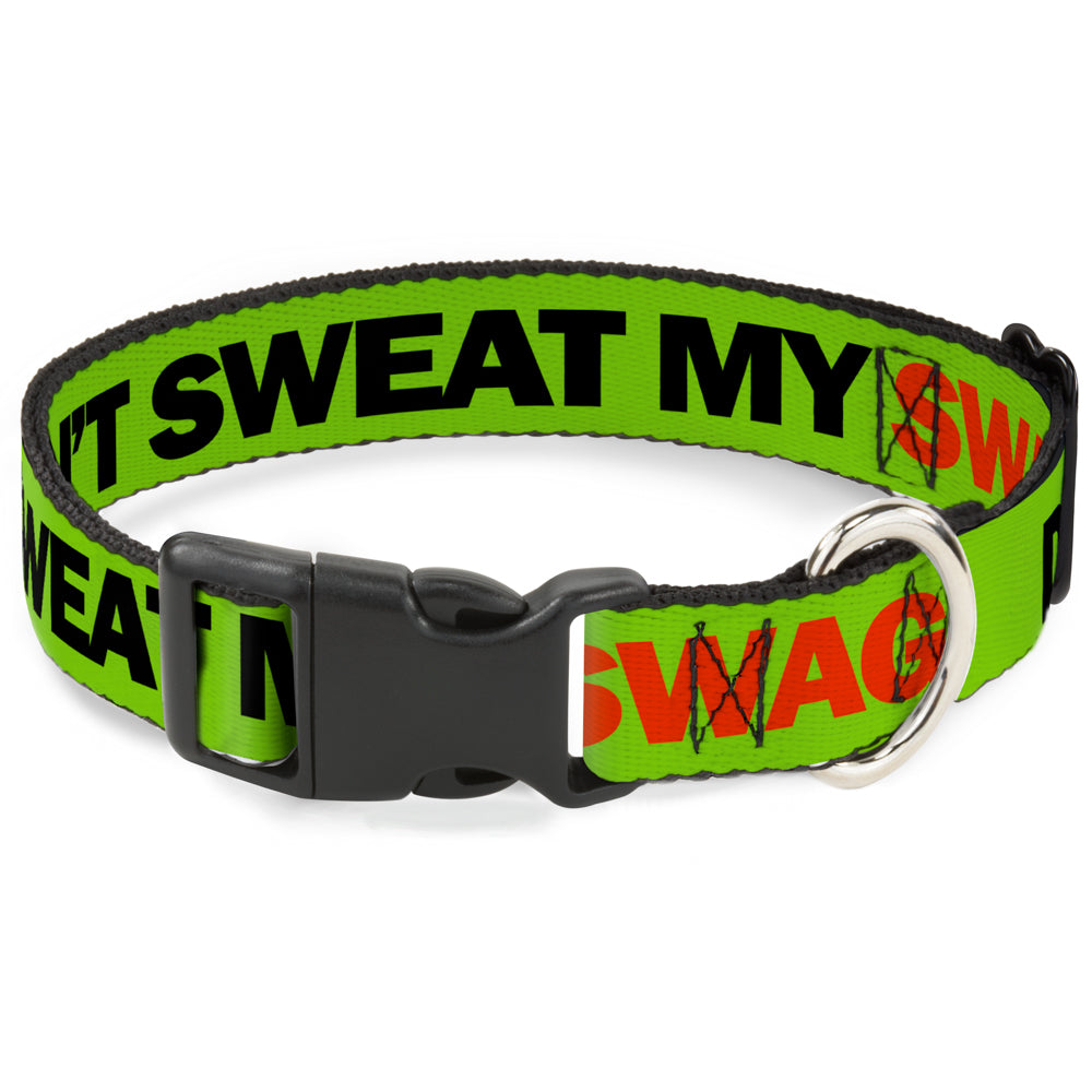 Plastic Clip Collar - DON'T SWEAT MY SWAG Neon Green/Black/Red Plastic Clip Collars Buckle-Down