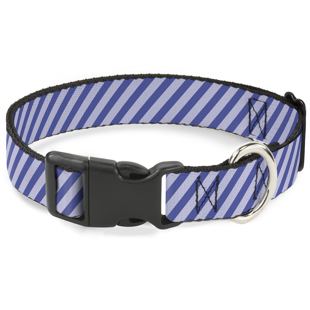 Plastic Clip Collar - Diagonal Stripes Pastel Blues Plastic Clip Collars Buckle-Down