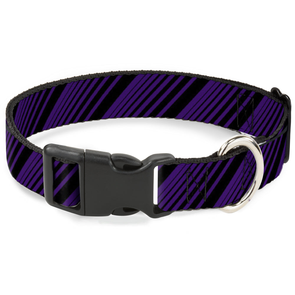 Plastic Clip Collar - Diagonal Stripes Purples Plastic Clip Collars Buckle-Down