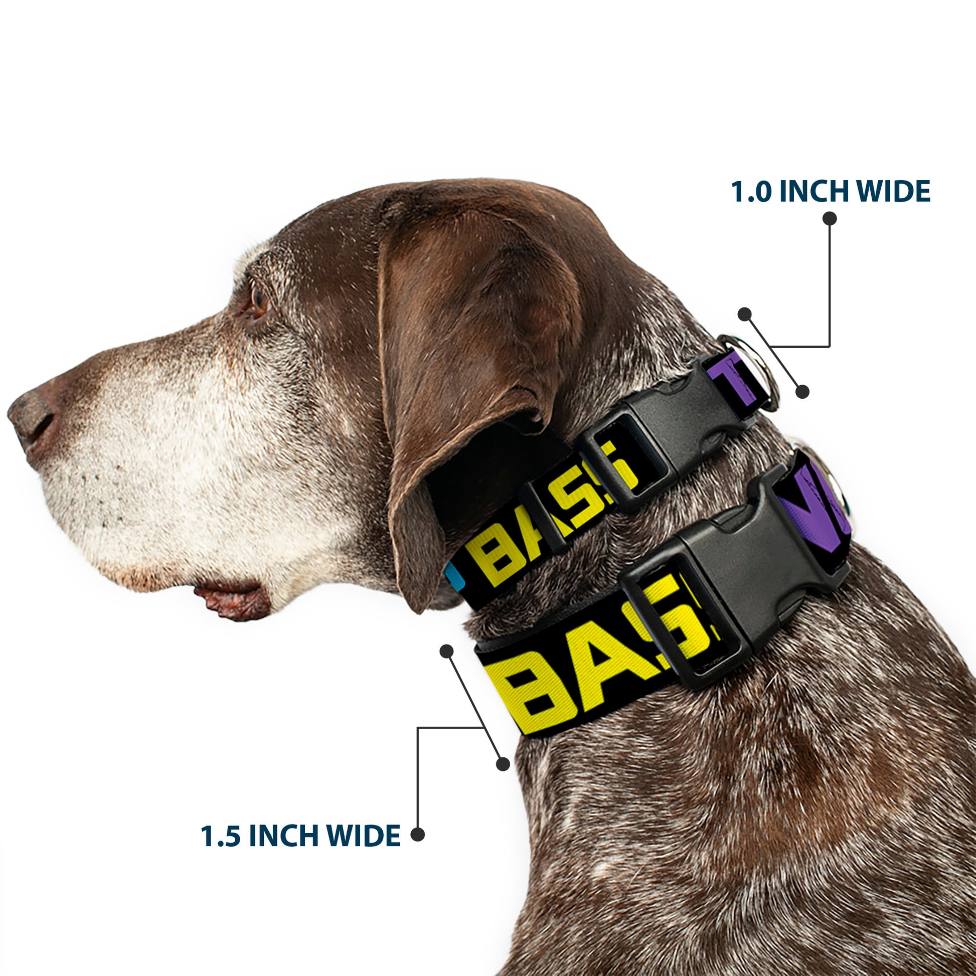Plastic Clip Collar - DROP BASS NOT BOMBS Black/Blue/Yellow/Purple/Green Plastic Clip Collars Buckle-Down