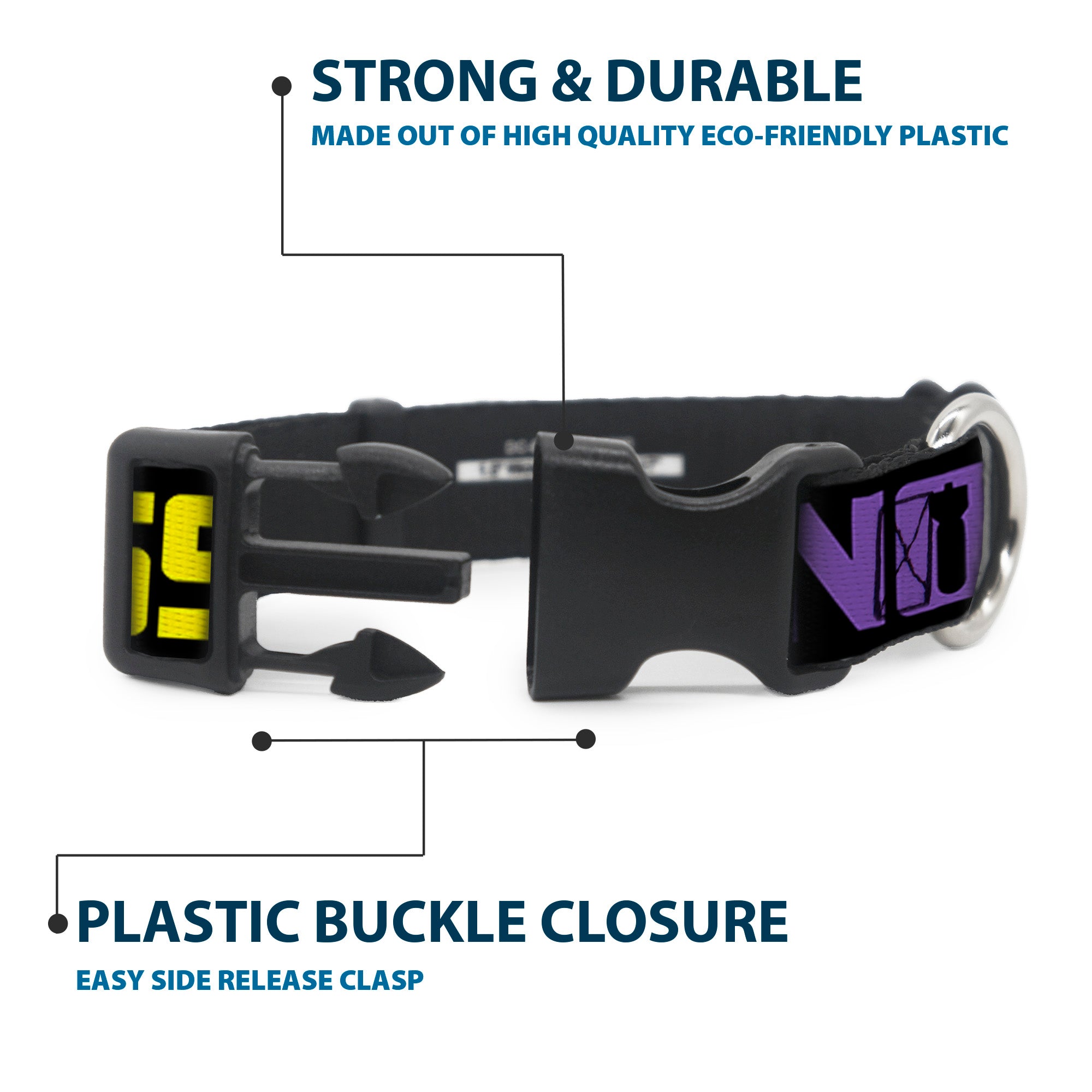 Plastic Clip Collar - DROP BASS NOT BOMBS Black/Blue/Yellow/Purple/Green Plastic Clip Collars Buckle-Down