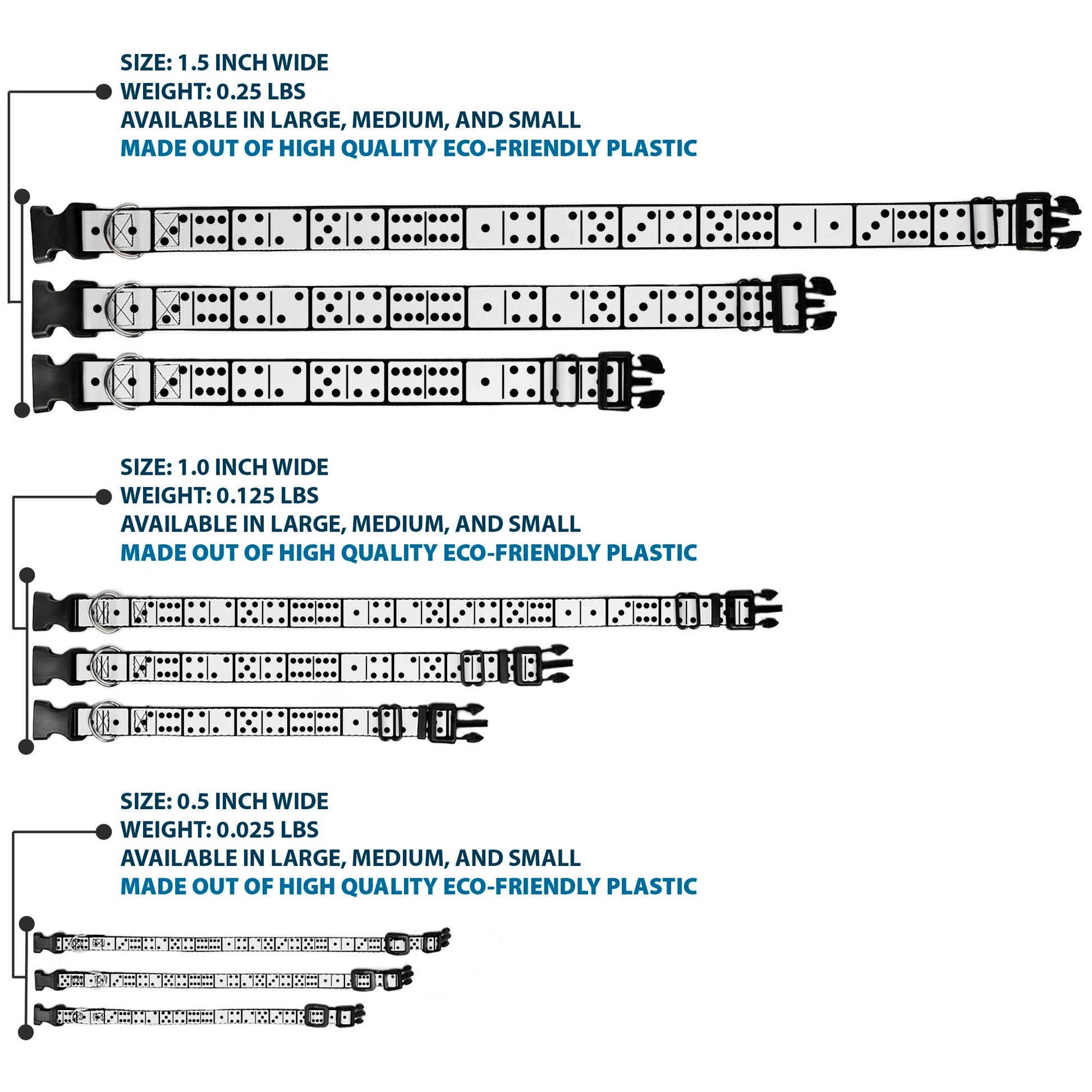 Plastic Clip Collar - Dominoes Black/White/Black Plastic Clip Collars Buckle-Down