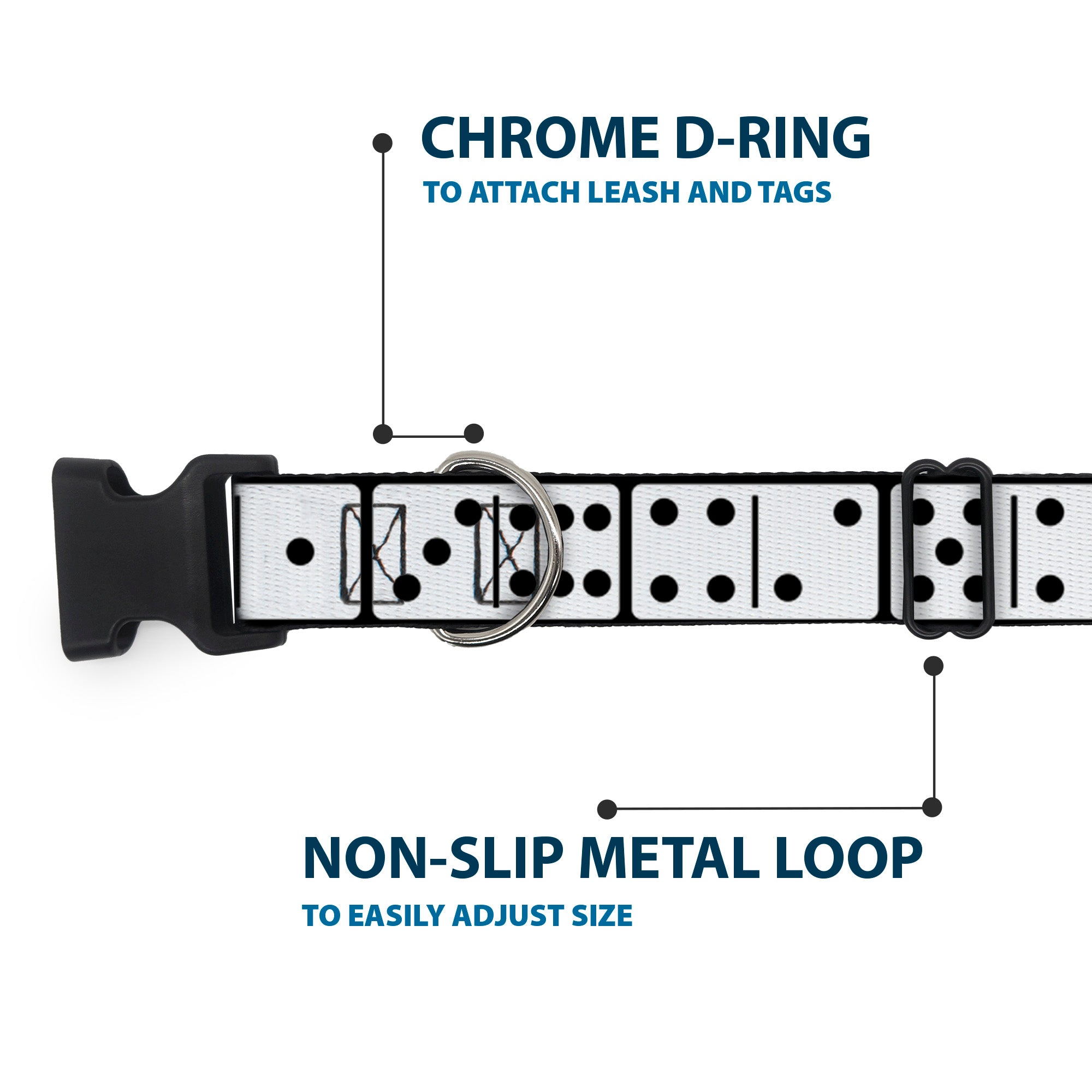Plastic Clip Collar - Dominoes Black/White/Black Plastic Clip Collars Buckle-Down