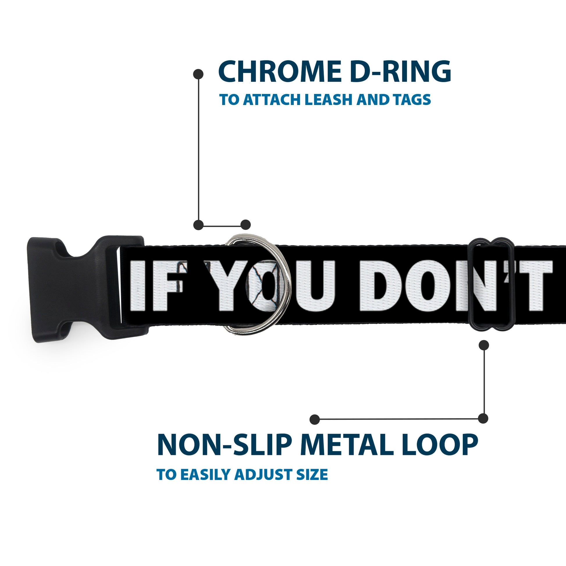 Plastic Clip Collar - DON'T BRO ME IF YOU DON'T KNOW ME Black/White/Red Plastic Clip Collars Buckle-Down