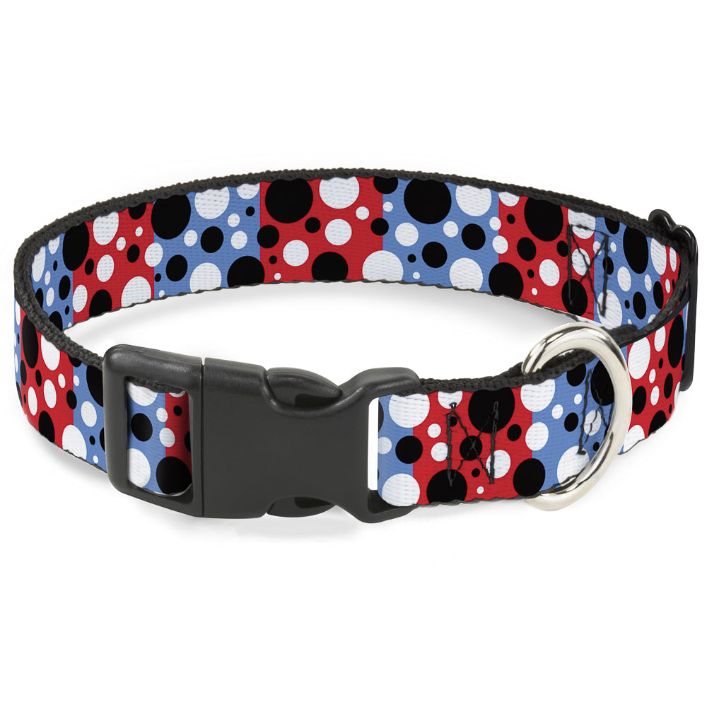 Plastic Clip Collar - Dot Blocks Blue/Red/Black/White Plastic Clip Collars Buckle-Down