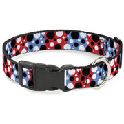 Plastic Clip Collar - Dot Blocks Blue/Red/Black/White Plastic Clip Collars Buckle-Down