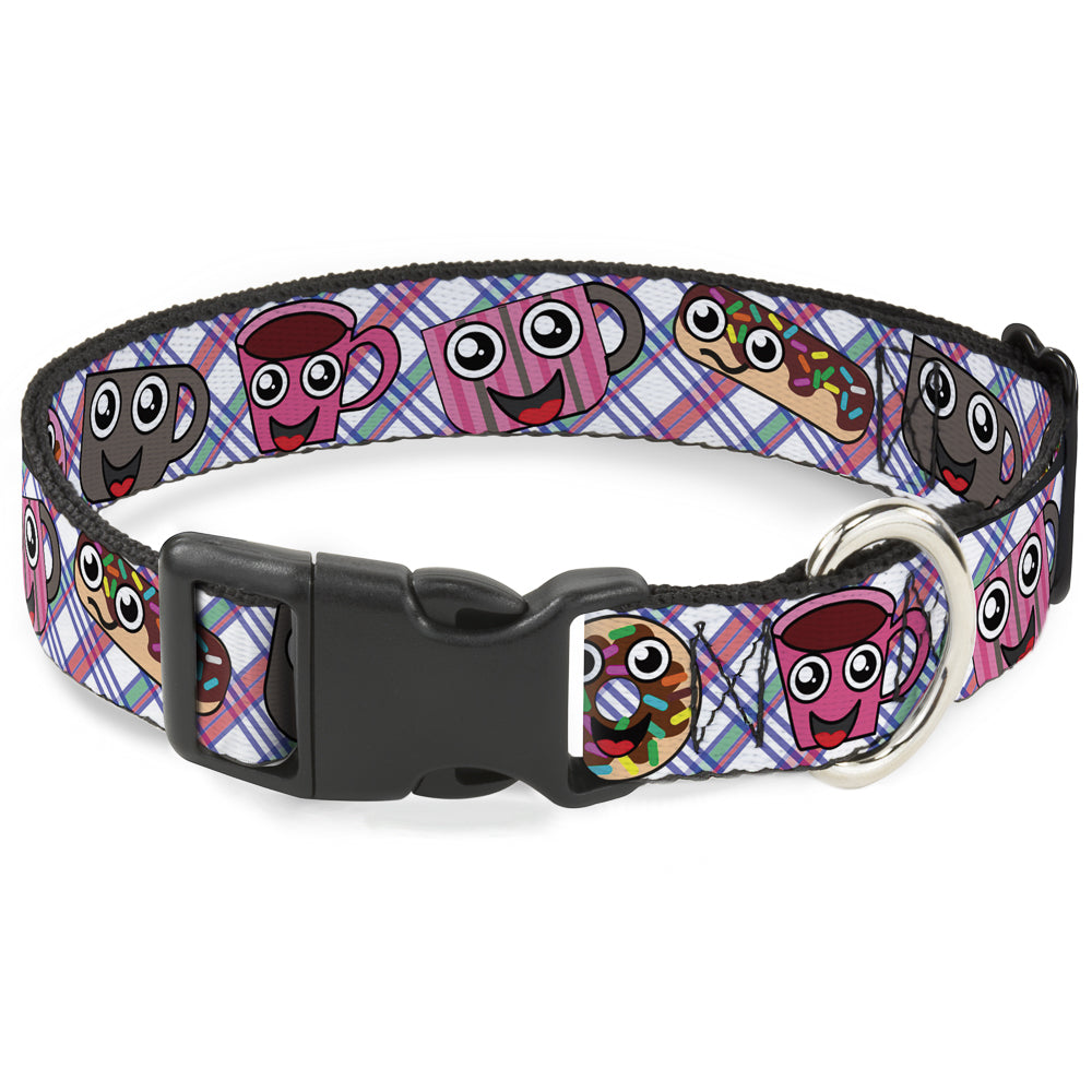 Plastic Clip Collar - Donuts & Coffee Cartoon2 Plastic Clip Collars Buckle-Down