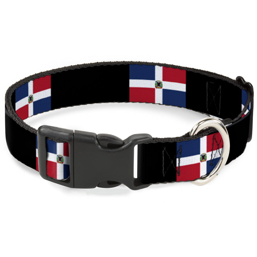 Plastic Clip Collar - Dominican Republic Flags/Black Blocks Plastic Clip Collars Buckle-Down