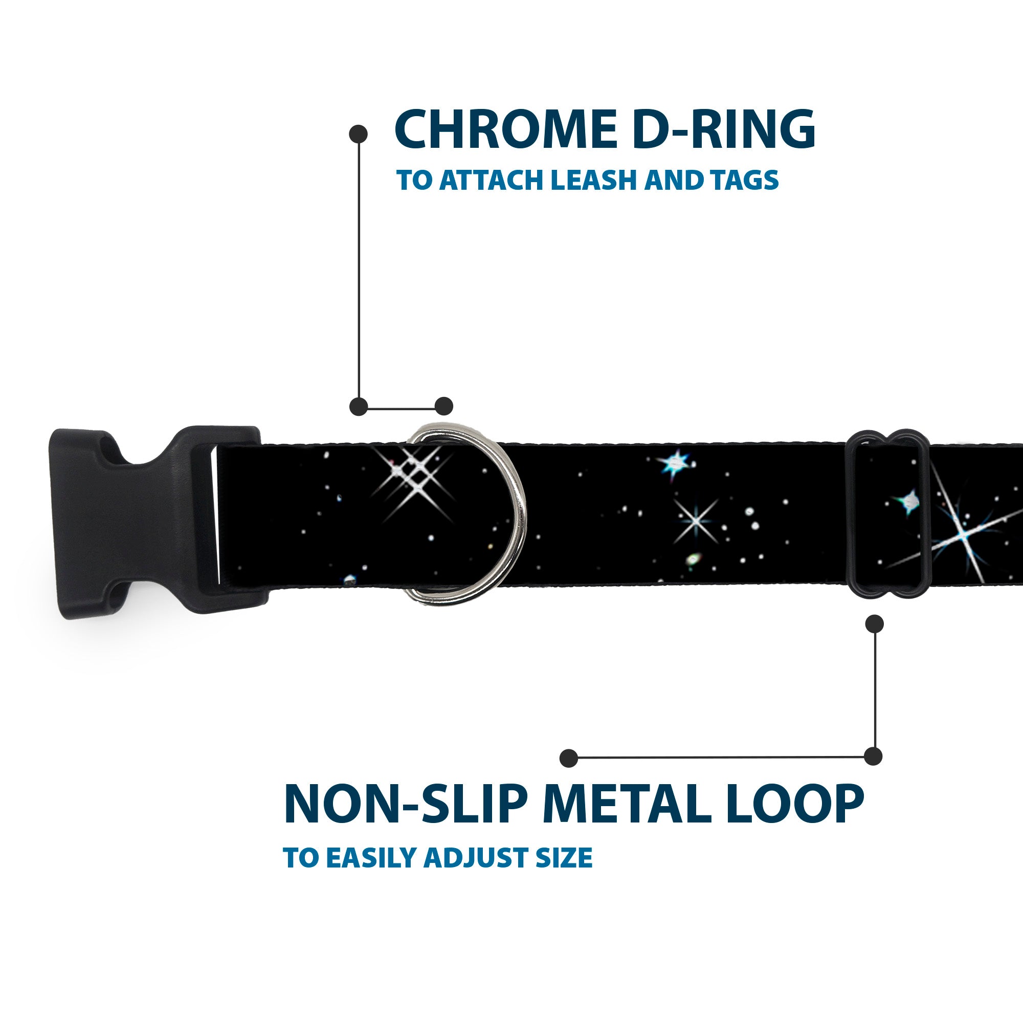 Plastic Clip Collar - Deep Space Black/White Plastic Clip Collars Buckle-Down