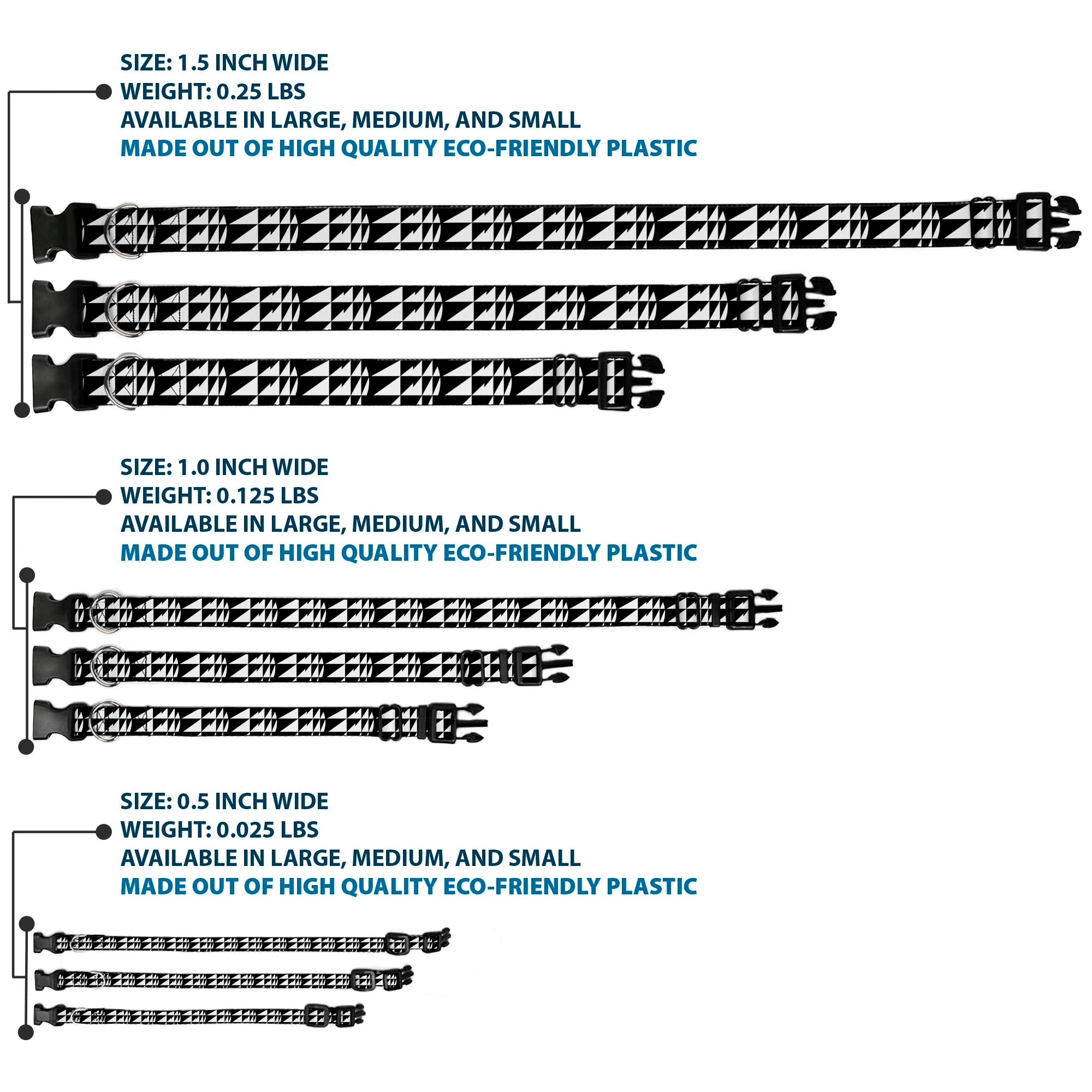 Plastic Clip Collar - Eighties 8 Black/White Plastic Clip Collars Buckle-Down