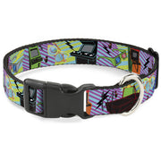 Plastic Clip Collar - Eighties Arcade Multi Neon Stripes Plastic Clip Collars Buckle-Down