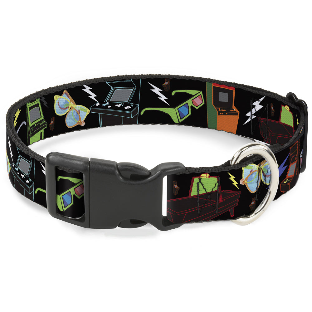 Plastic Clip Collar - Eighties Arcade Black Plastic Clip Collars Buckle-Down