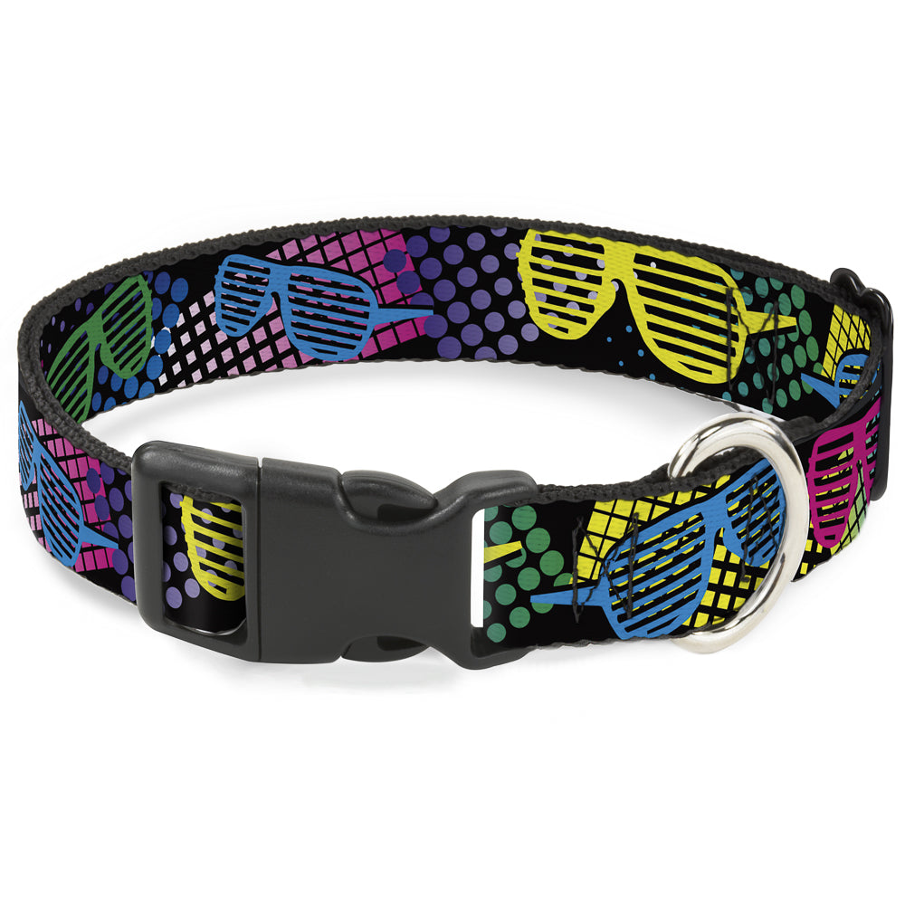 Plastic Clip Collar - Eighties Shades Black/Neon Plastic Clip Collars Buckle-Down