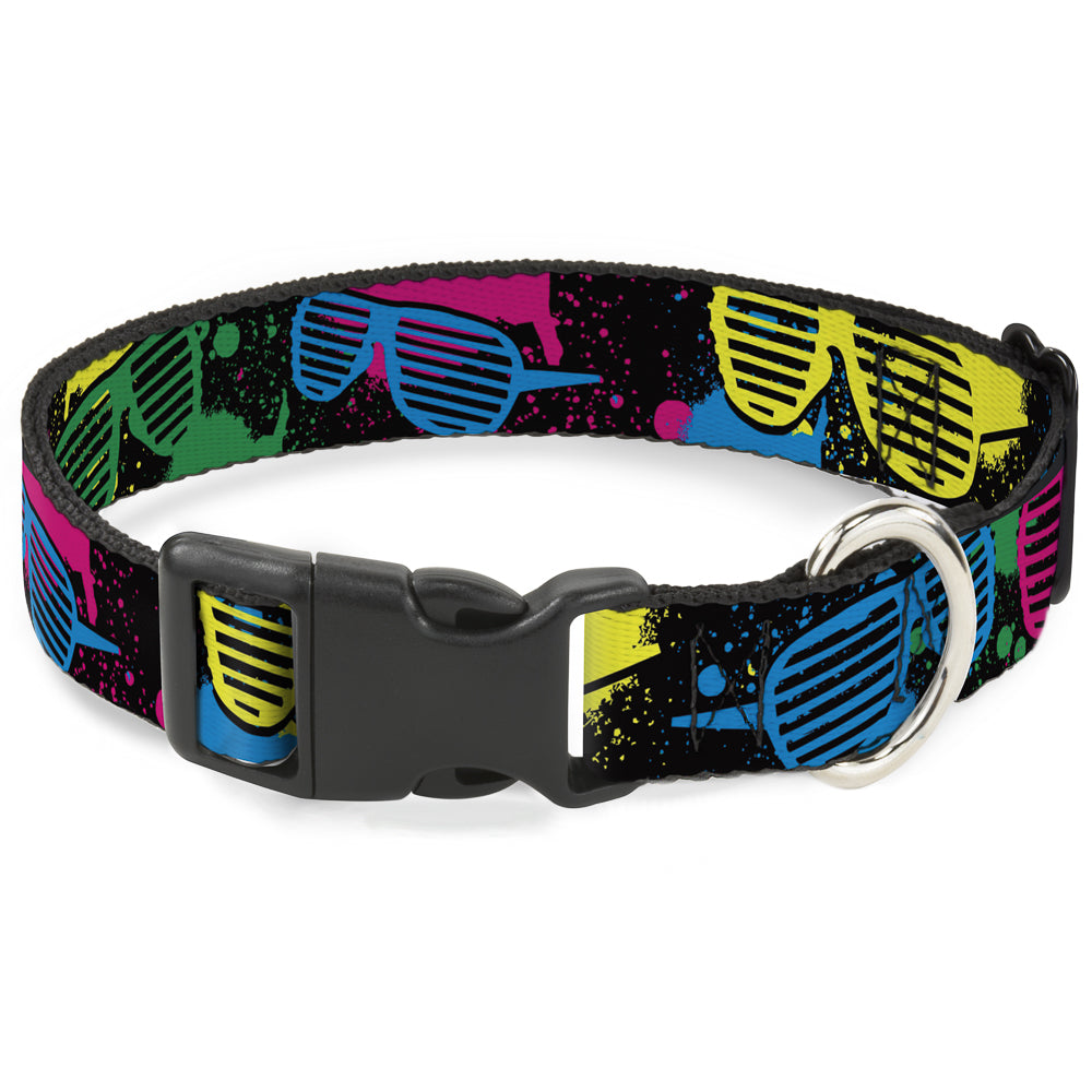 Plastic Clip Collar - Eighties Shades Splatter Black/Neon Plastic Clip Collars Buckle-Down