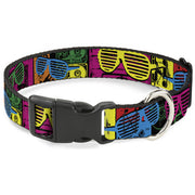 Plastic Clip Collar - Eighties Shades Tapes Black/Neon Plastic Clip Collars Buckle-Down