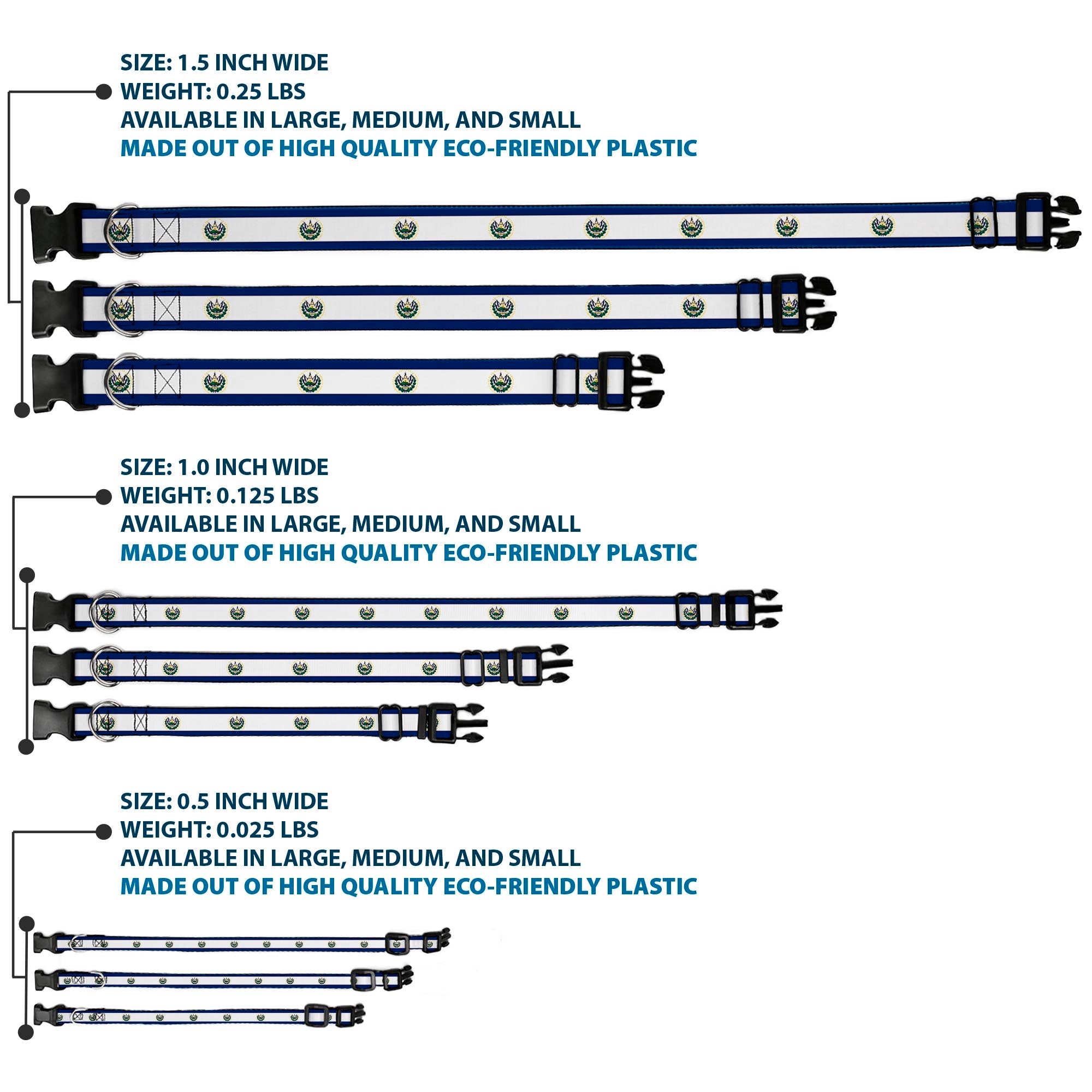 Plastic Clip Collar - El Salvador Flag Plastic Clip Collars Buckle-Down