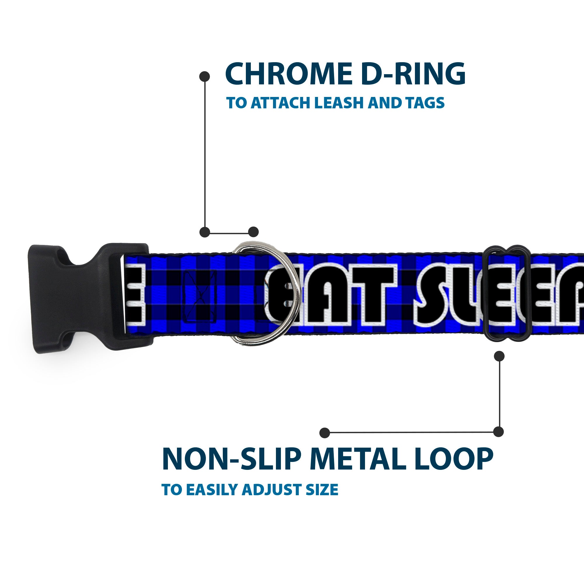 Plastic Clip Collar - EAT SLEEP SKATE Buffalo Plaid Blue Plastic Clip Collars Buckle-Down