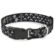 Plastic Clip Collar - Elegant Crosses/Stars/Studs Black/Grays Plastic Clip Collars Buckle-Down