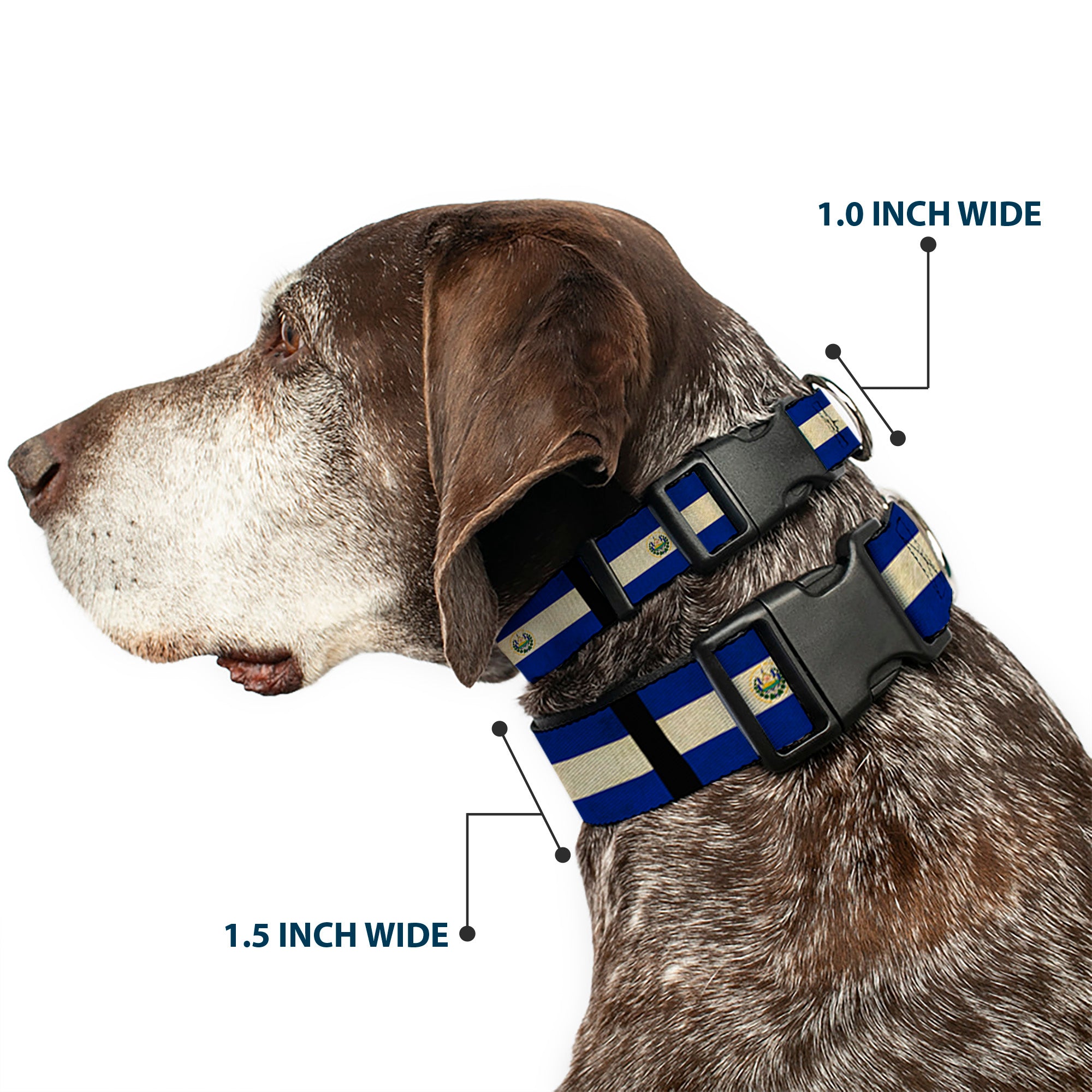 Plastic Clip Collar - El Salvador Flag/Black Plastic Clip Collars Buckle-Down