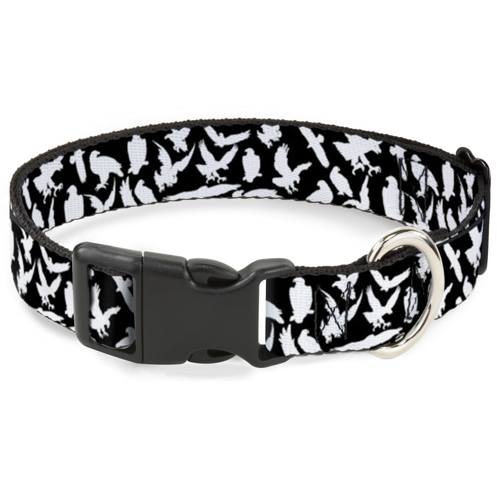 Plastic Clip Collar - Eagle Silhouettes Scattered Black/White Plastic Clip Collars Buckle-Down