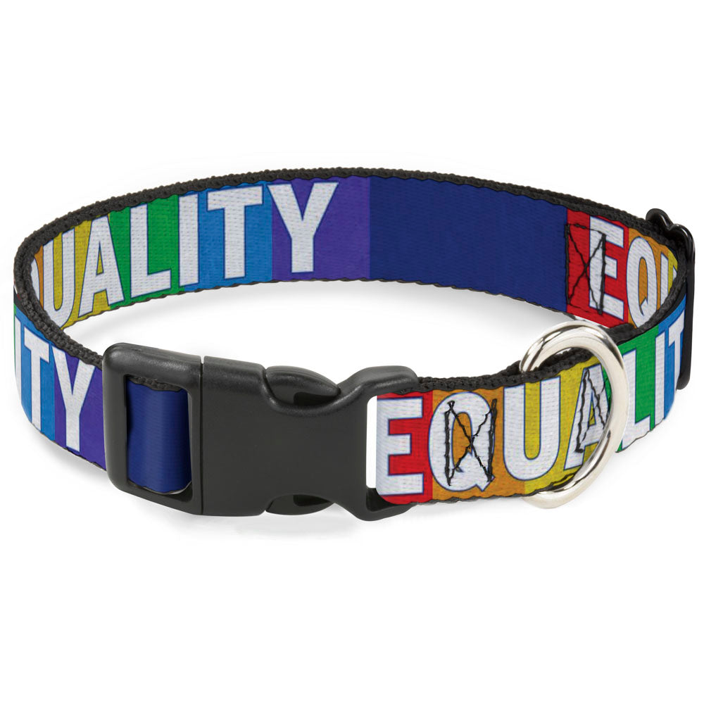 Plastic Clip Collar - EQUALITY Blocks Rainbow/Blue/White Plastic Clip Collars Buckle-Down