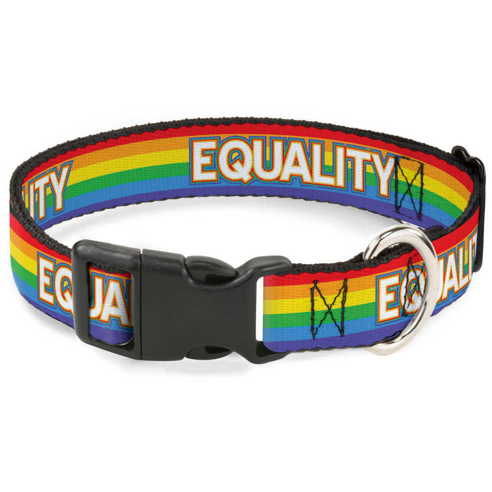 Plastic Clip Collar - EQUALITY/Stripe Rainbow/White Plastic Clip Collars Buckle-Down