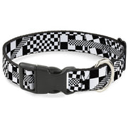 Plastic Clip Collar - Funky Checkers Black/White Plastic Clip Collars Buckle-Down