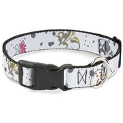 Plastic Clip Collar - Flower Splatter White/Gray Plastic Clip Collars Buckle-Down