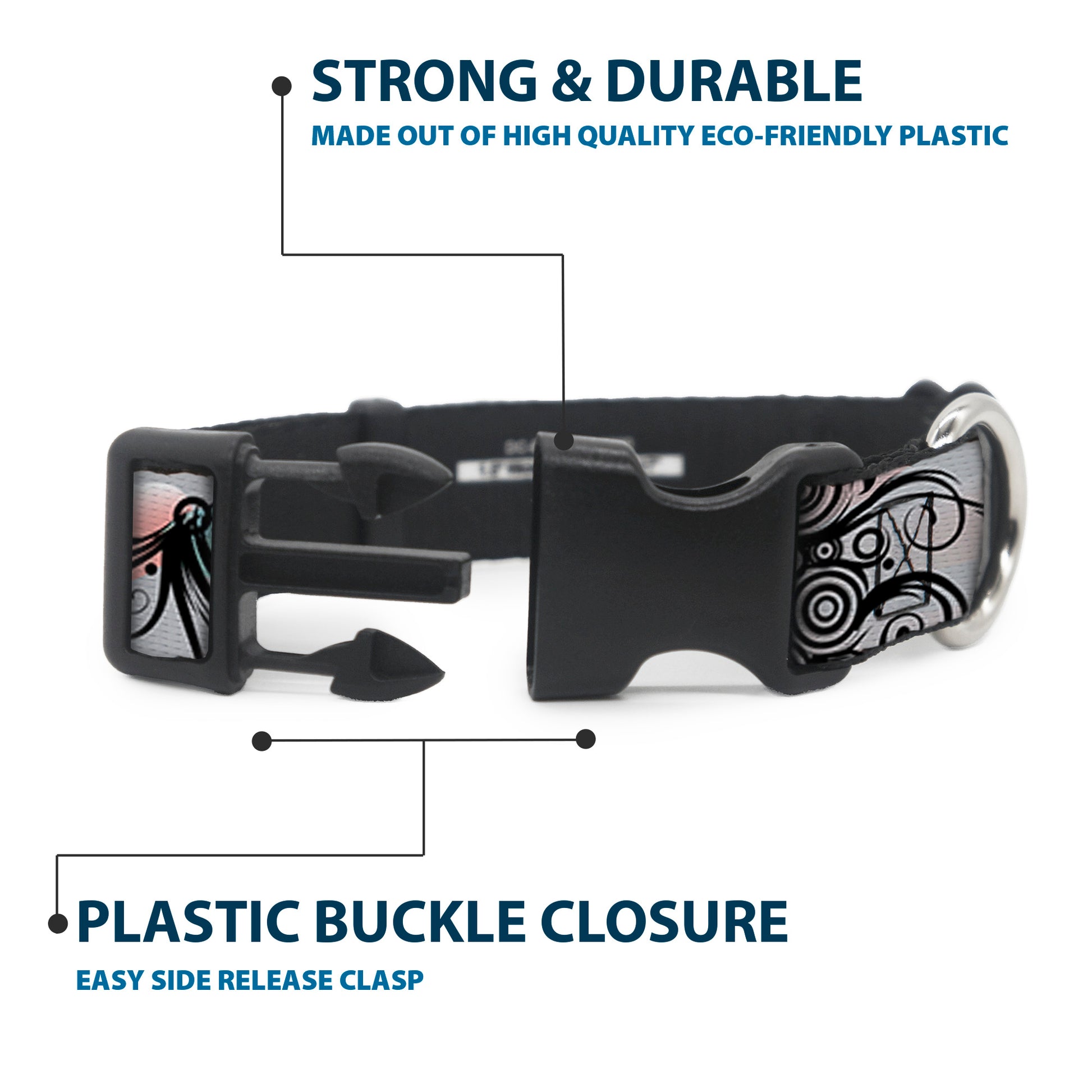 Plastic Clip Collar - Flowers w/Filigree Pink Plastic Clip Collars Buckle-Down