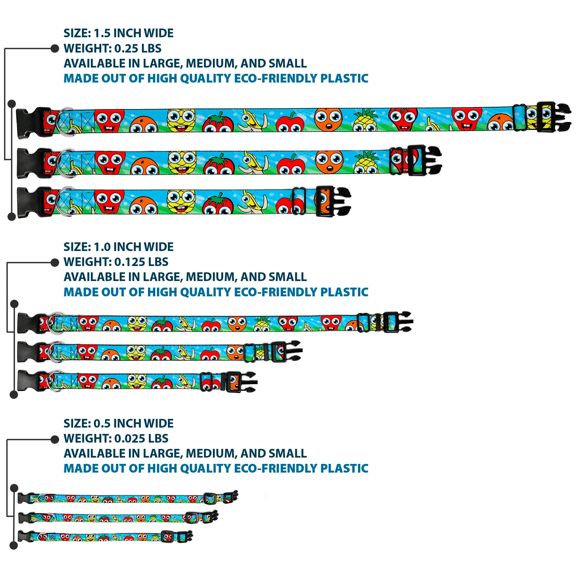 Plastic Clip Collar - Fruit Cartoon Plastic Clip Collars Buckle-Down