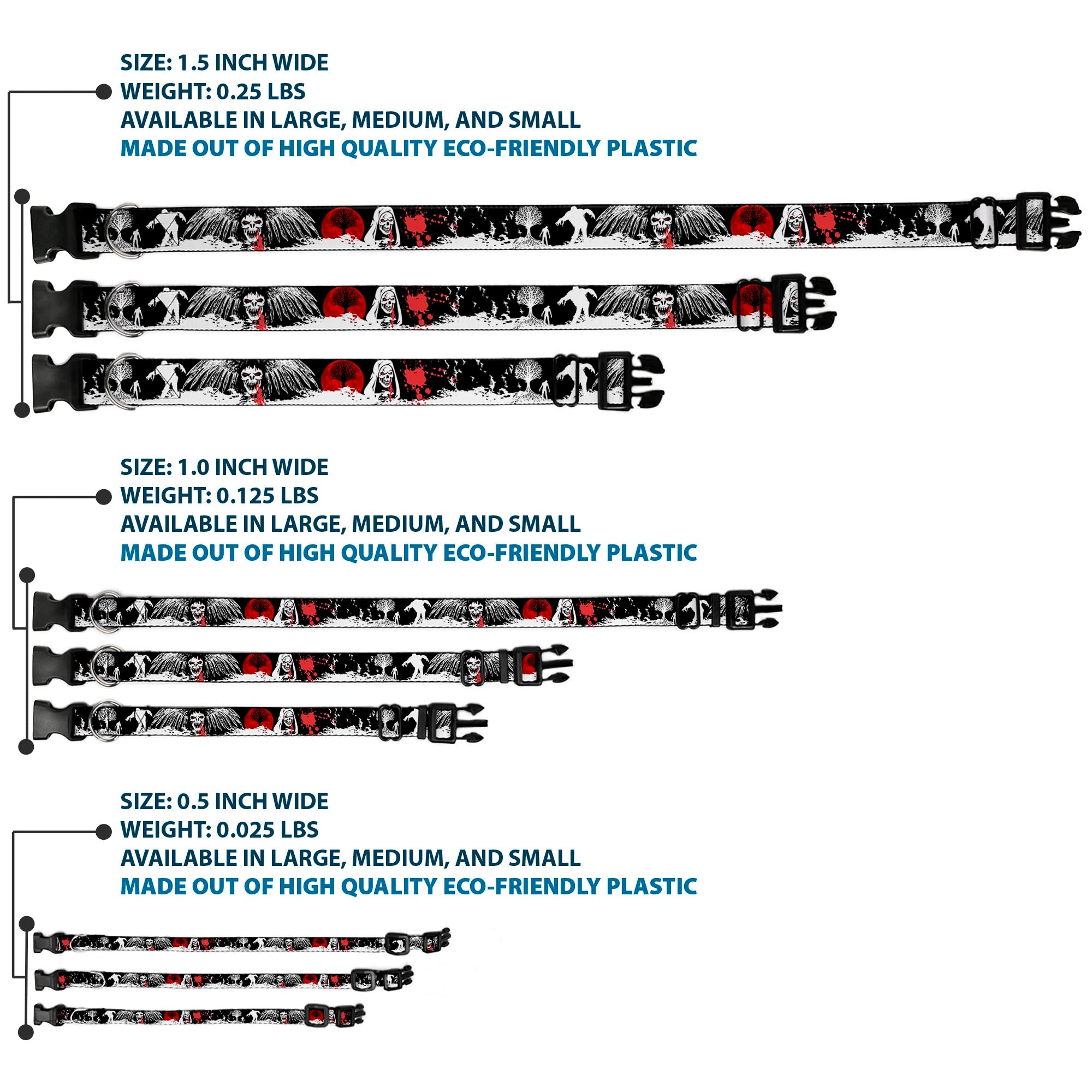 Plastic Clip Collar - Fright Night Black/White/Red Plastic Clip Collars Buckle-Down