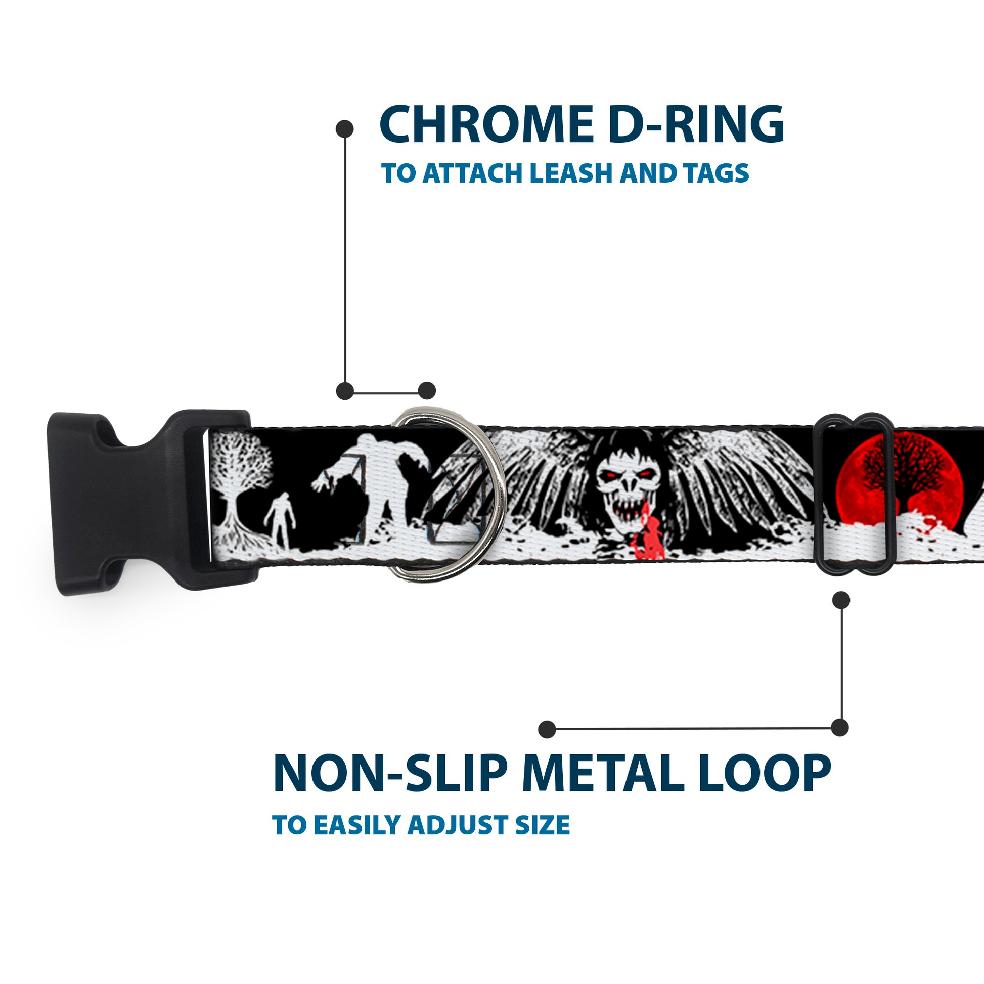 Plastic Clip Collar - Fright Night Black/White/Red Plastic Clip Collars Buckle-Down